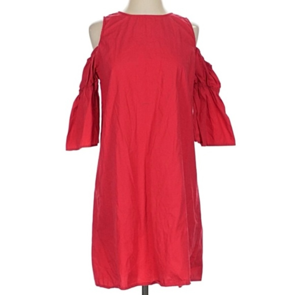 Saks Fifth Avenue Cold Shoulder MIDI Dress in Scarlet
